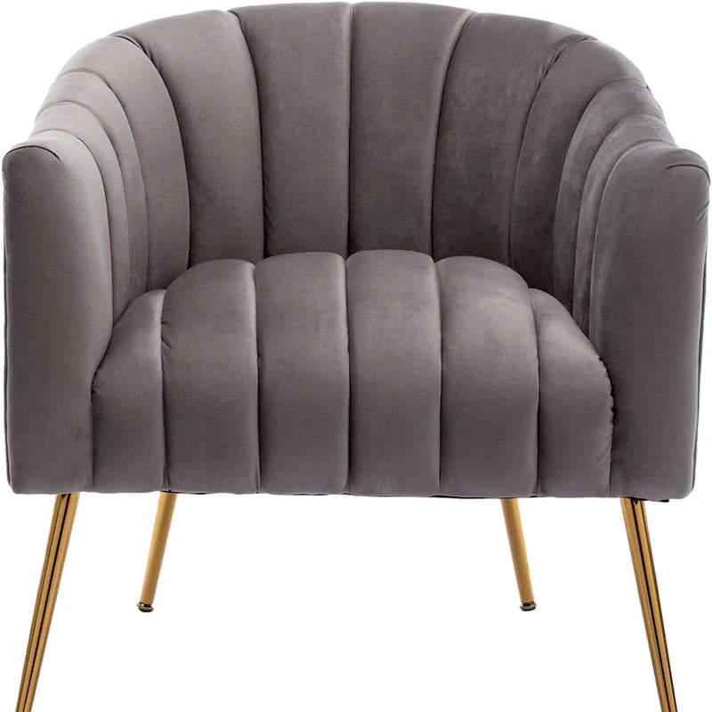 Chaise d'appoint de coiffeuse en velours, style glamour moderne avec pieds en métal doré