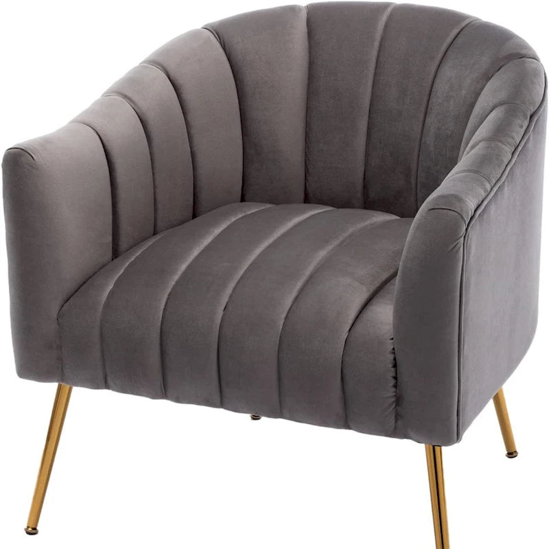Chaise d'appoint de coiffeuse en velours, style glamour moderne avec pieds en métal doré