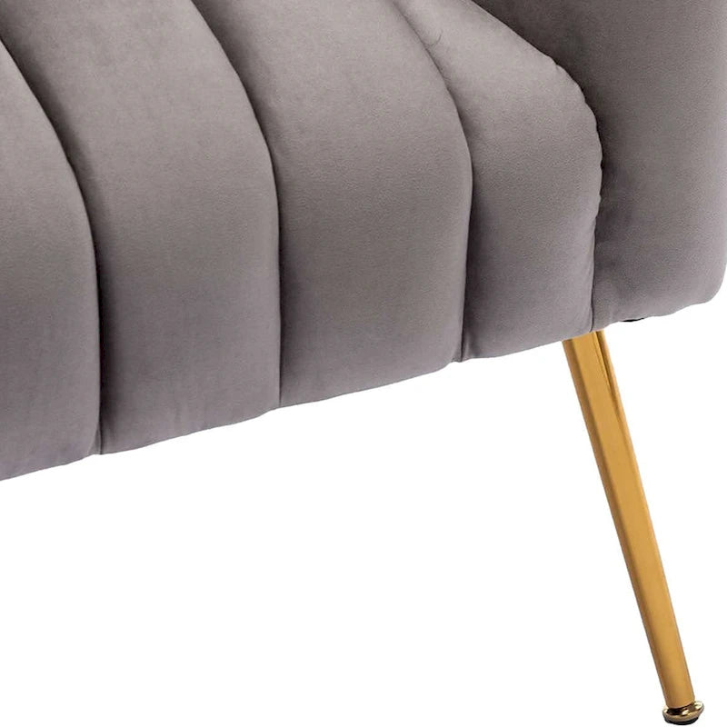 Chaise d'appoint de coiffeuse en velours, style glamour moderne avec pieds en métal doré