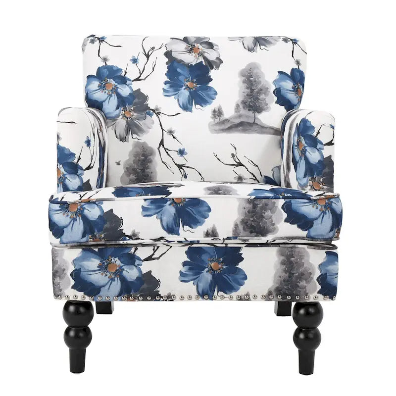 Fauteuil club en tissu floral Boaz