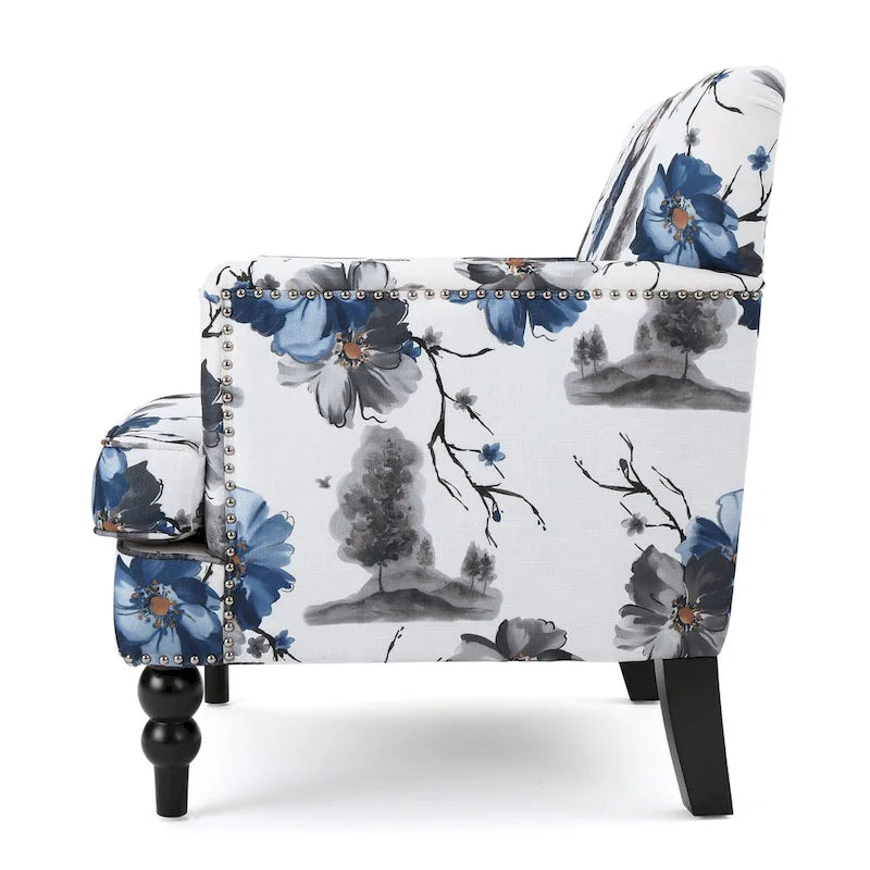 Fauteuil club en tissu floral Boaz