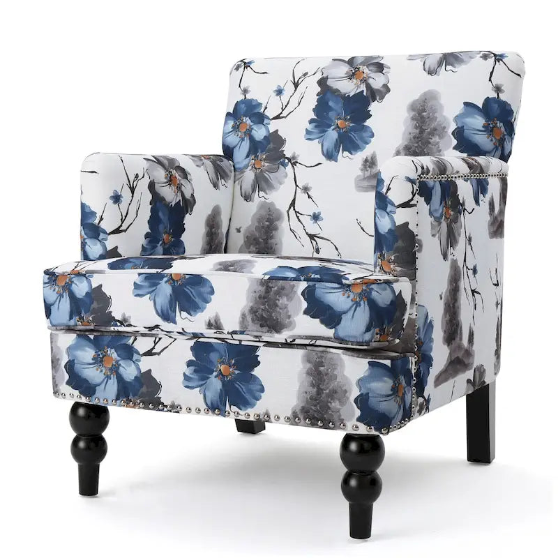 Fauteuil club en tissu floral Boaz
