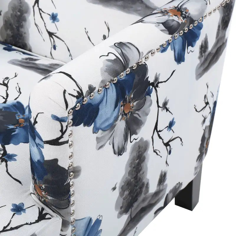 Fauteuil club en tissu floral Boaz