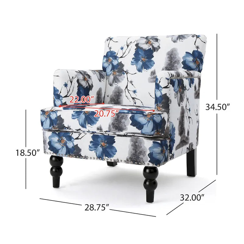 Fauteuil club en tissu floral Boaz