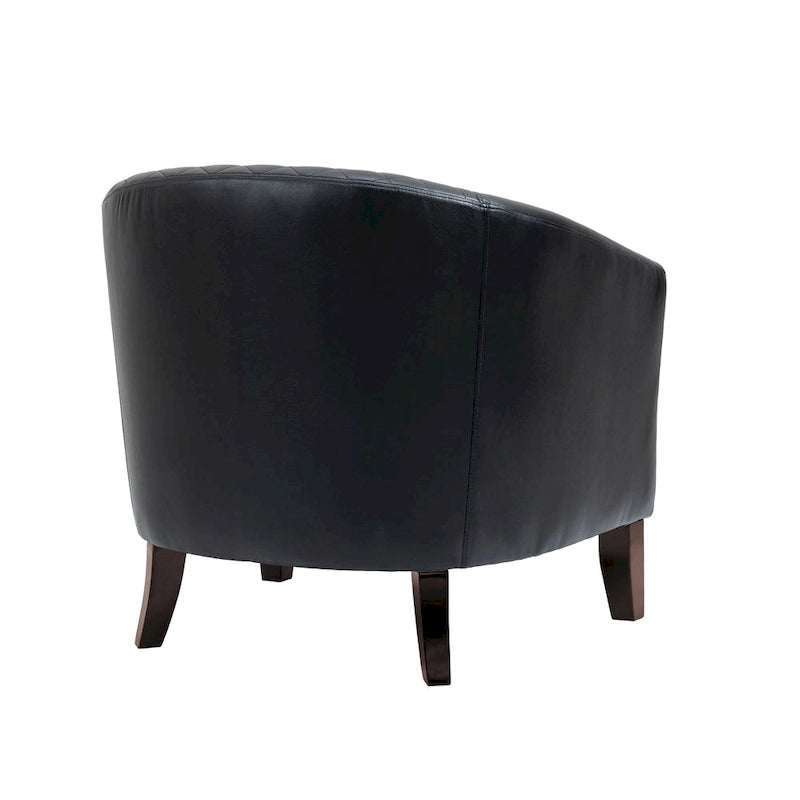 2 Fauteuils d'appoint en cuir végétalien de style tonneau avec garniture cloutée