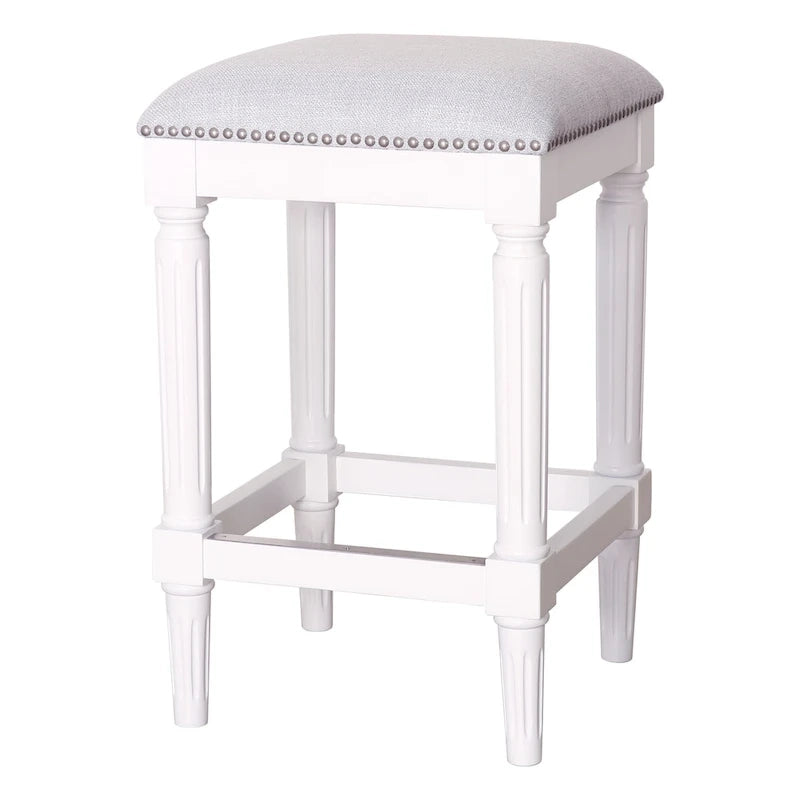 Tabouret de bar carré en bois massif avec assise rembourrée