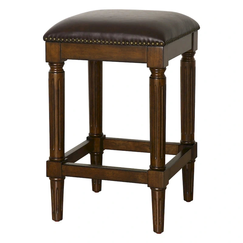 Tabouret de bar carré en bois massif avec assise rembourrée