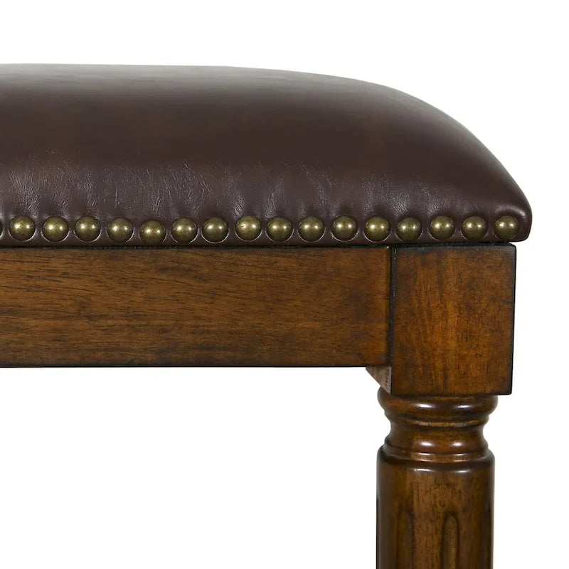 Tabouret de bar carré en bois massif avec assise rembourrée