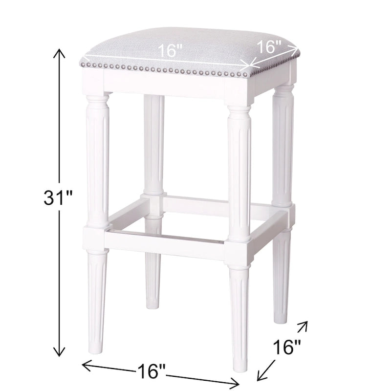 Tabouret de bar carré en bois massif avec assise rembourrée