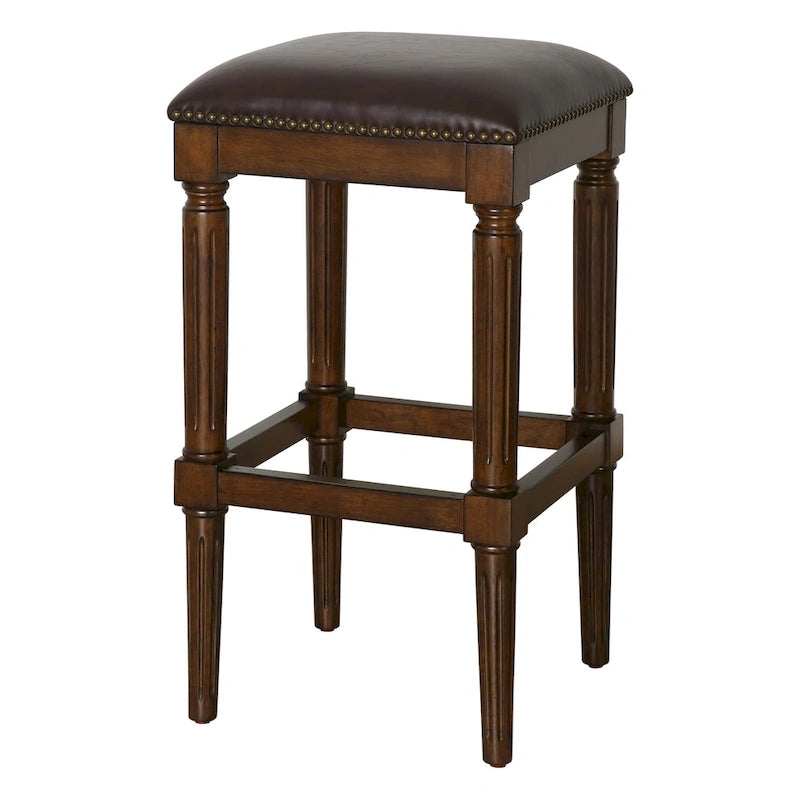Tabouret de bar carré en bois massif avec assise rembourrée