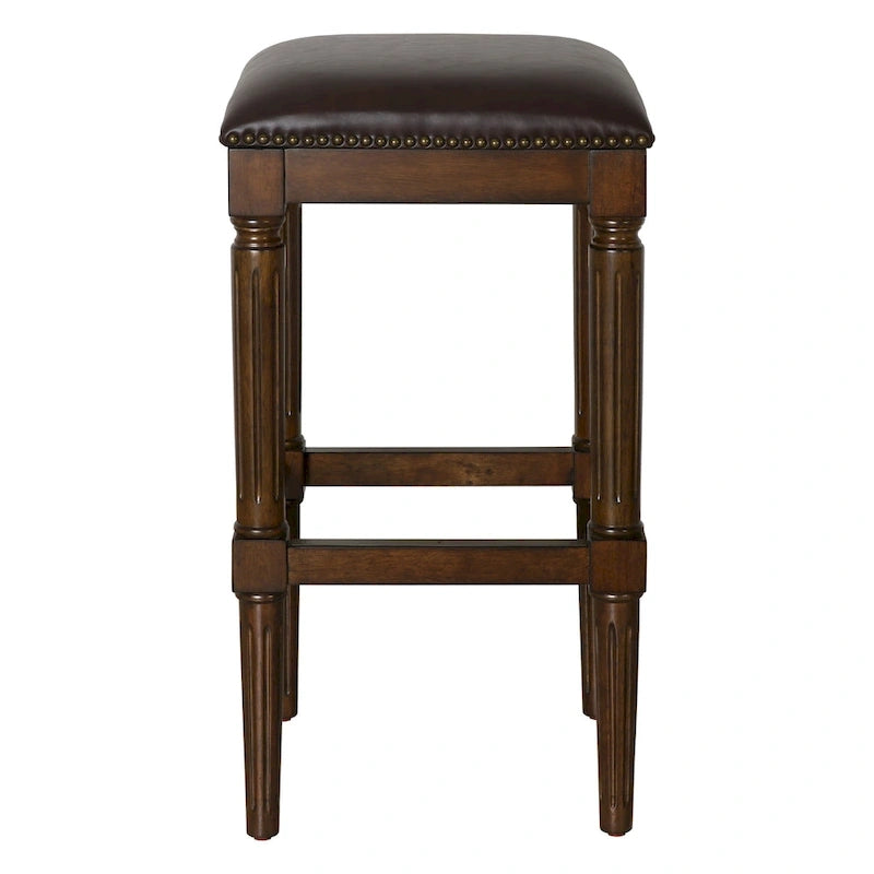 Tabouret de bar carré en bois massif avec assise rembourrée