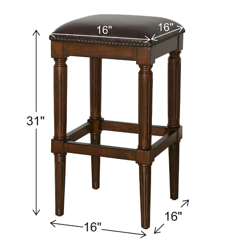 Tabouret de bar carré en bois massif avec assise rembourrée