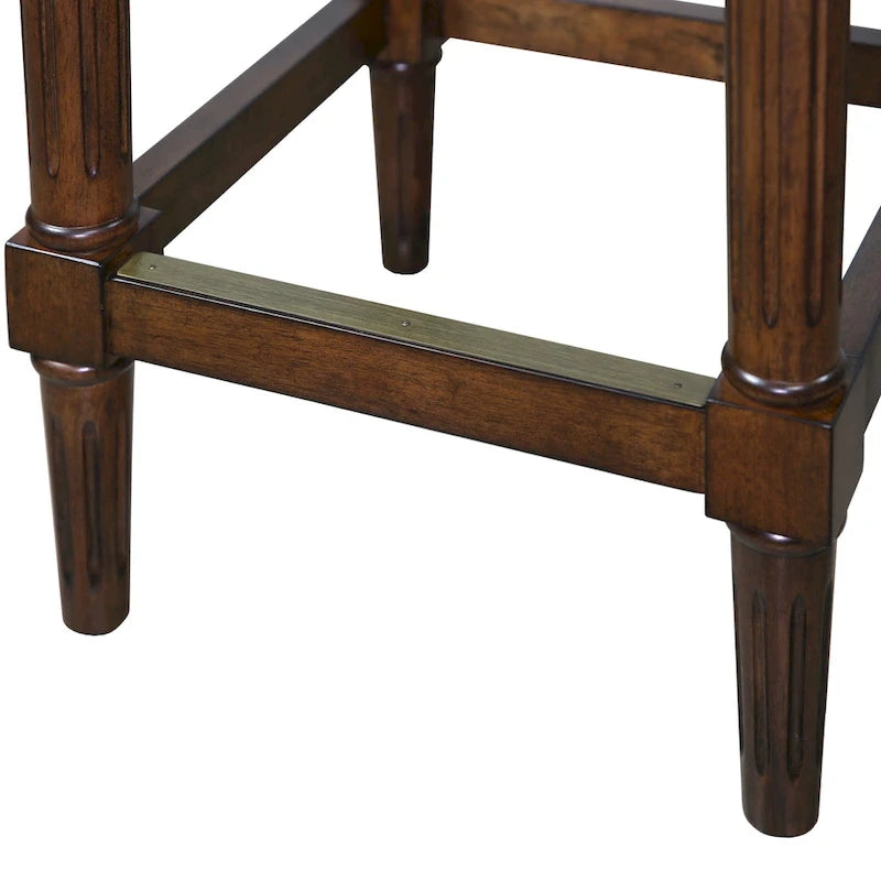 Tabouret de bar carré en bois massif avec assise rembourrée
