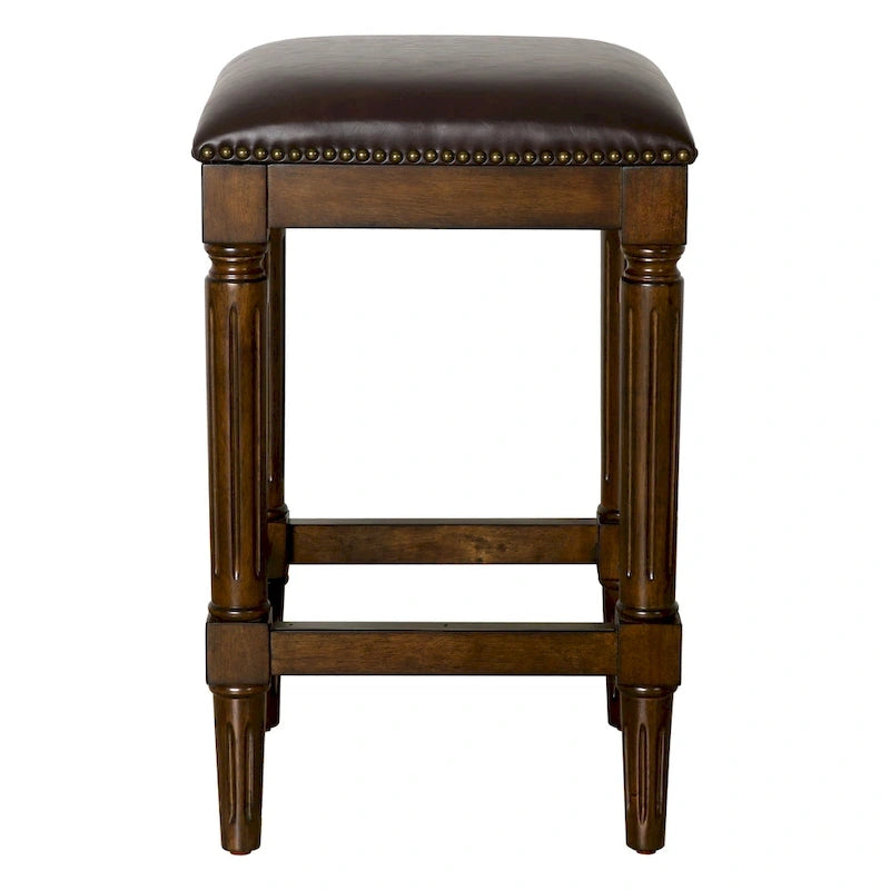 Tabouret de bar carré en bois massif avec assise rembourrée