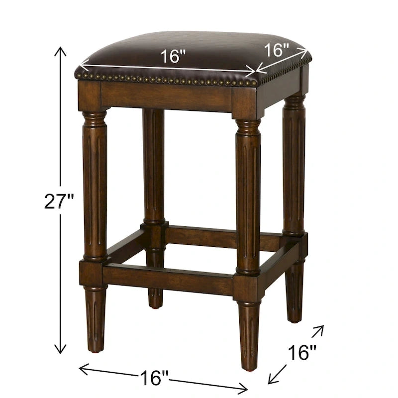Tabouret de bar carré en bois massif avec assise rembourrée