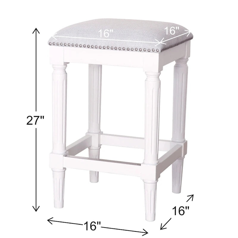Tabouret de bar carré en bois massif avec assise rembourrée