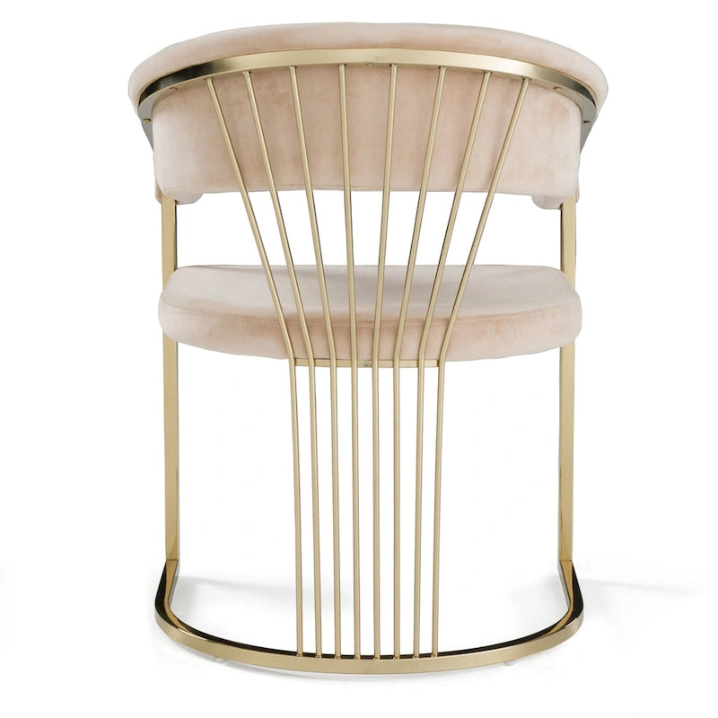 Chaise de salle à manger moderne en velours beige et or