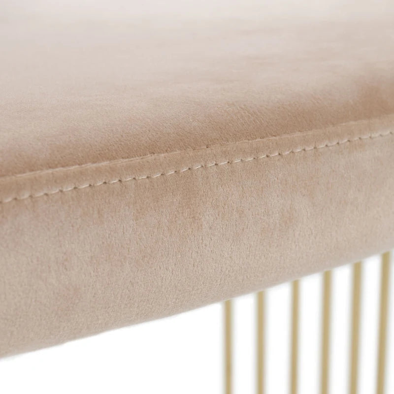 Chaise de salle à manger moderne en velours beige et or