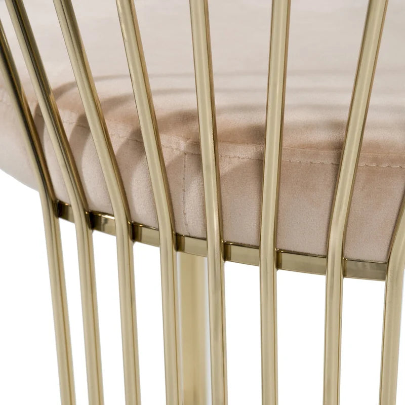 Chaise de salle à manger moderne en velours beige et or