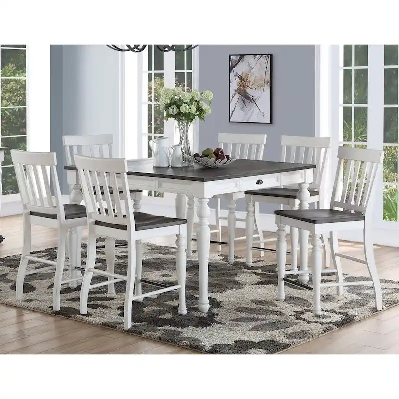 Chaises de comptoir bicolores de style campagnard, (lot de 2)