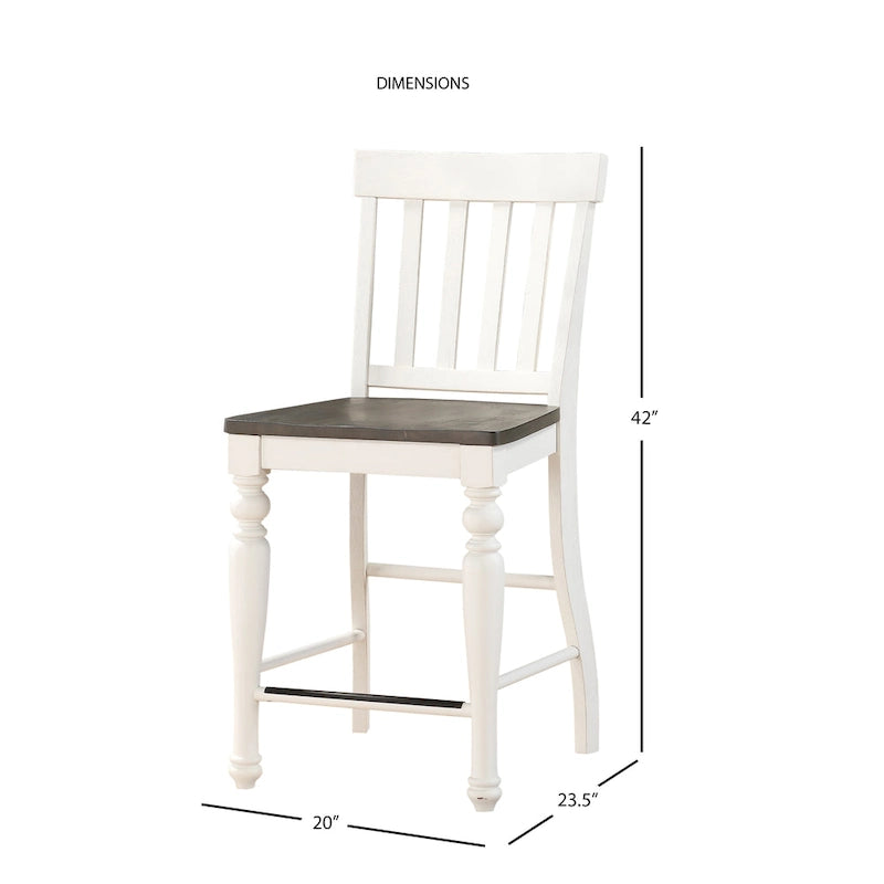 Chaises de comptoir bicolores de style campagnard, (lot de 2)