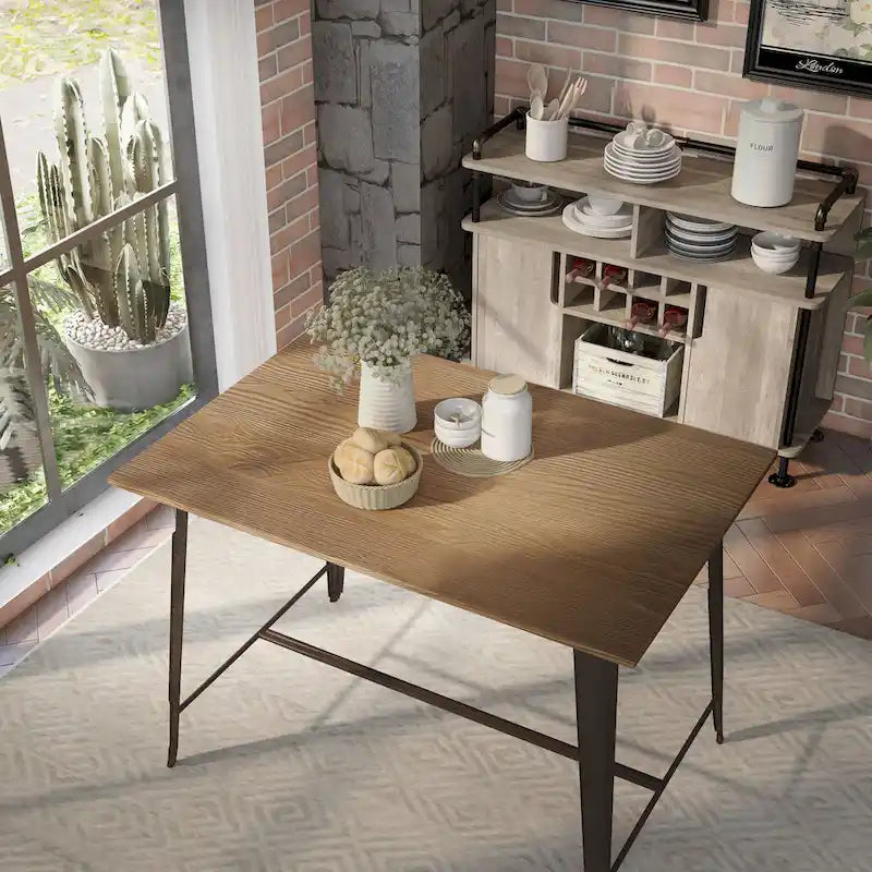 Table de salle à manger industrielle marron de 137 cm à hauteur de comptoir