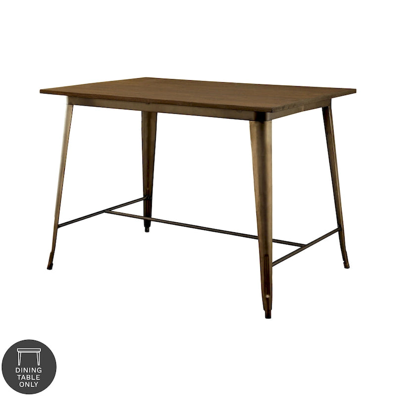 Table de salle à manger industrielle marron de 137 cm à hauteur de comptoir