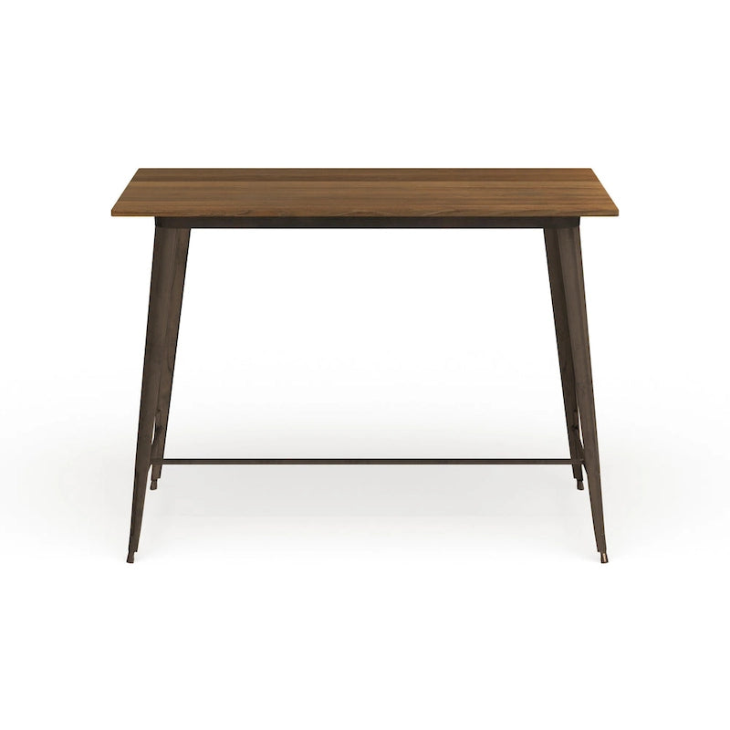 Table de salle à manger industrielle marron de 137 cm à hauteur de comptoir