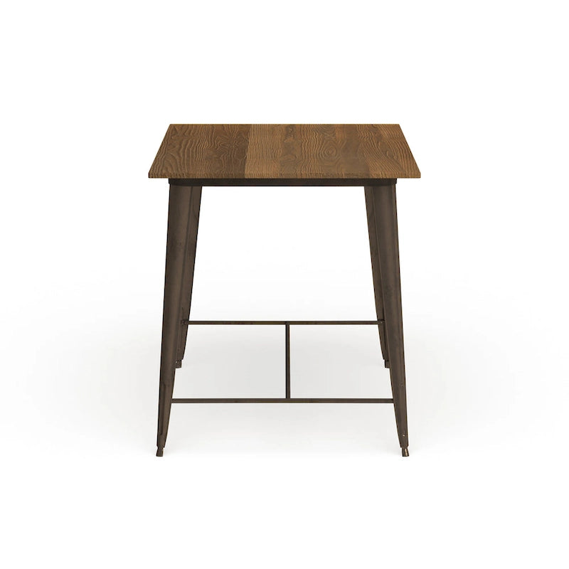 Table de salle à manger industrielle marron de 137 cm à hauteur de comptoir
