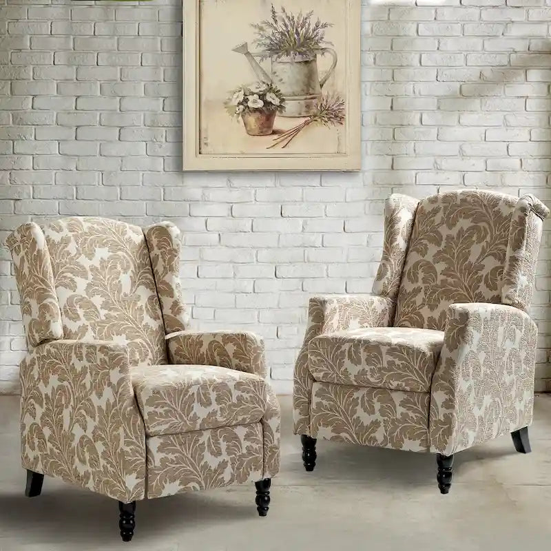 Lot de 2 fauteuils inclinables manuels Mid-Century Modern avec dossier à oreilles