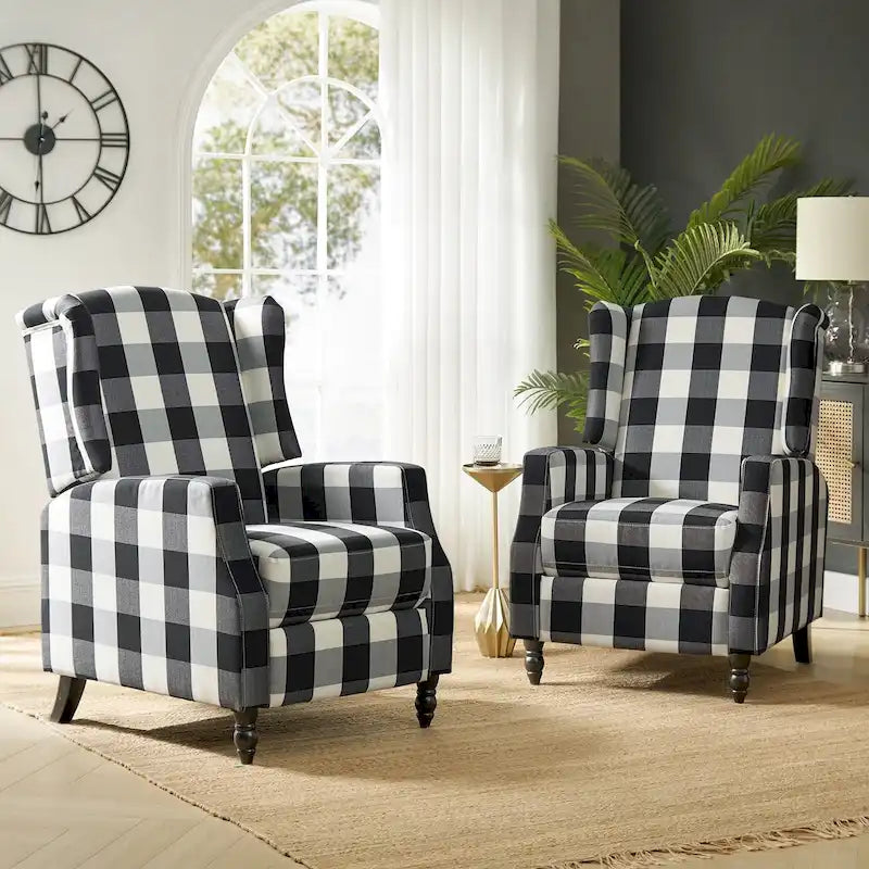 Lot de 2 fauteuils inclinables manuels Mid-Century Modern avec dossier à oreilles
