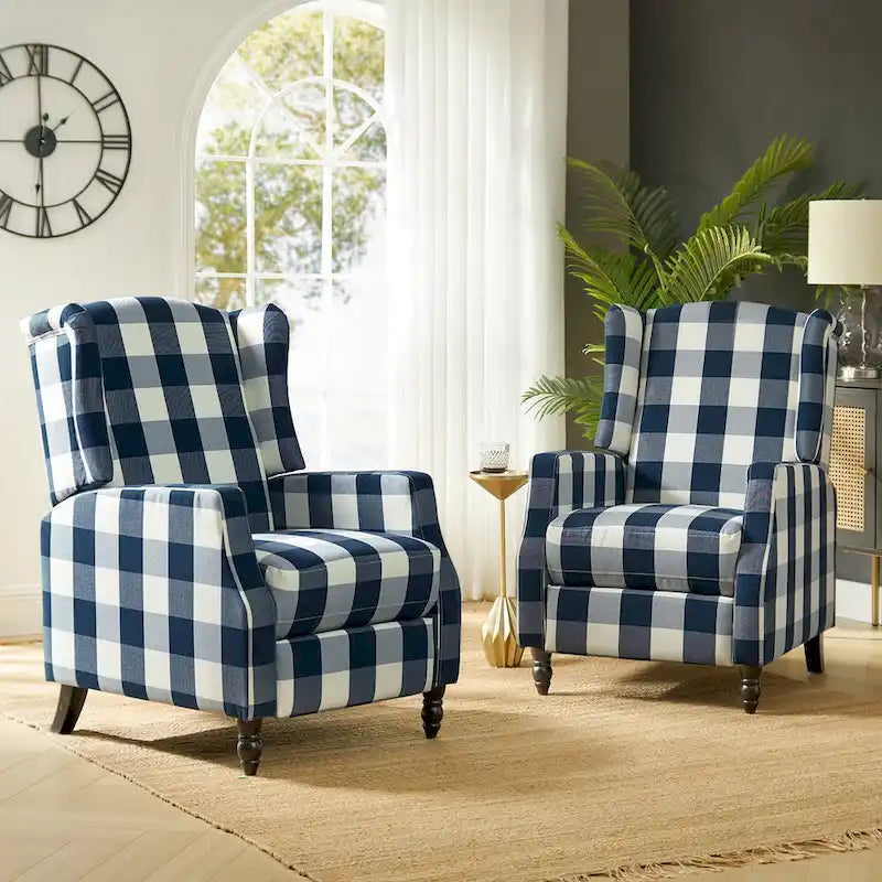 Lot de 2 fauteuils inclinables manuels Mid-Century Modern avec dossier à oreilles
