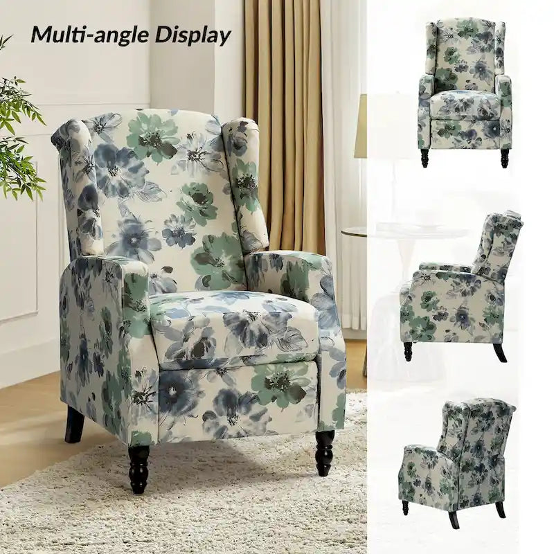 Lot de 2 fauteuils inclinables manuels Mid-Century Modern avec dossier à oreilles