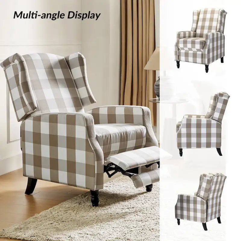 Lot de 2 fauteuils inclinables manuels Mid-Century Modern avec dossier à oreilles