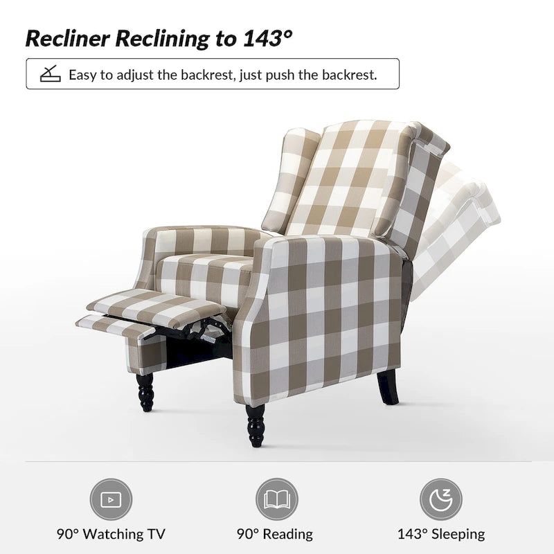 Lot de 2 fauteuils inclinables manuels Mid-Century Modern avec dossier à oreilles