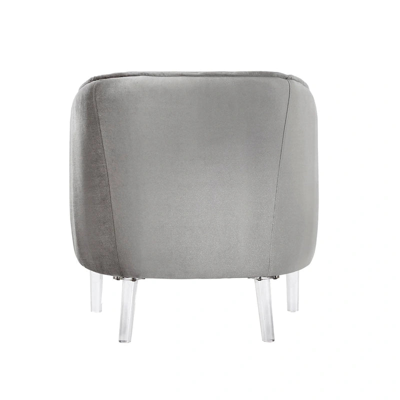 Chaise d'appoint à dossier incurvé en velours et pieds en acrylique