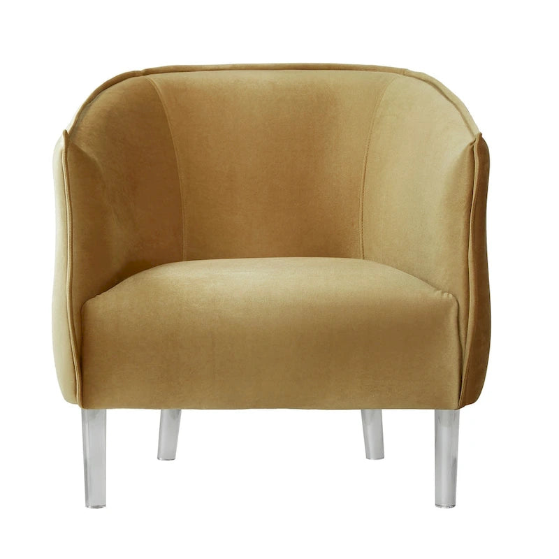 Chaise d'appoint à dossier incurvé en velours et pieds en acrylique
