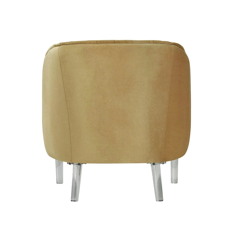 Chaise d'appoint à dossier incurvé en velours et pieds en acrylique