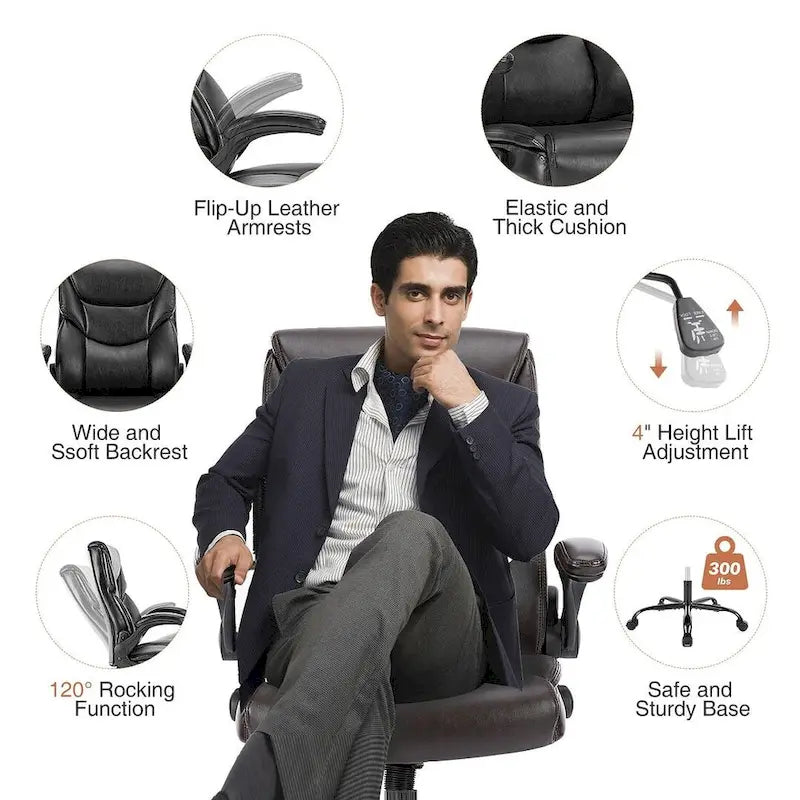 Chaise de bureau ergonomique à dossier haut pour cadre