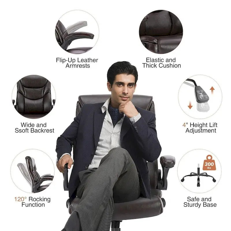 Chaise de bureau ergonomique à dossier haut pour cadre