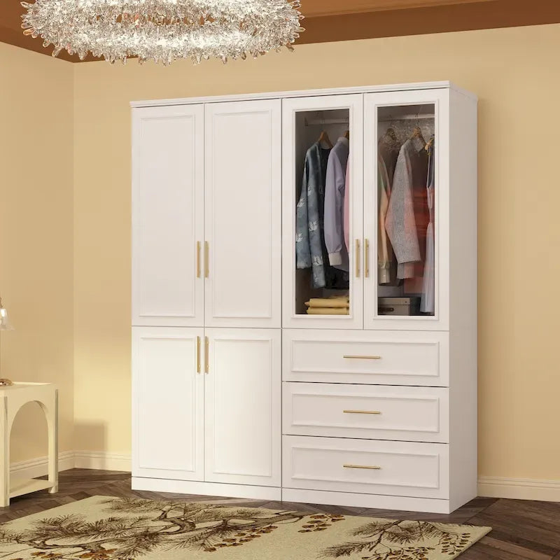 Armoire et penderie modulaires de 74,8 po (H), organisateur de placard de rangement, blanc