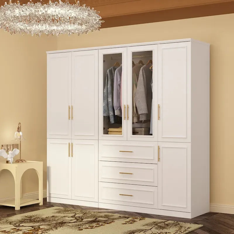Armoire et penderie modulaires de 74,8 po (H), organisateur de placard de rangement, blanc