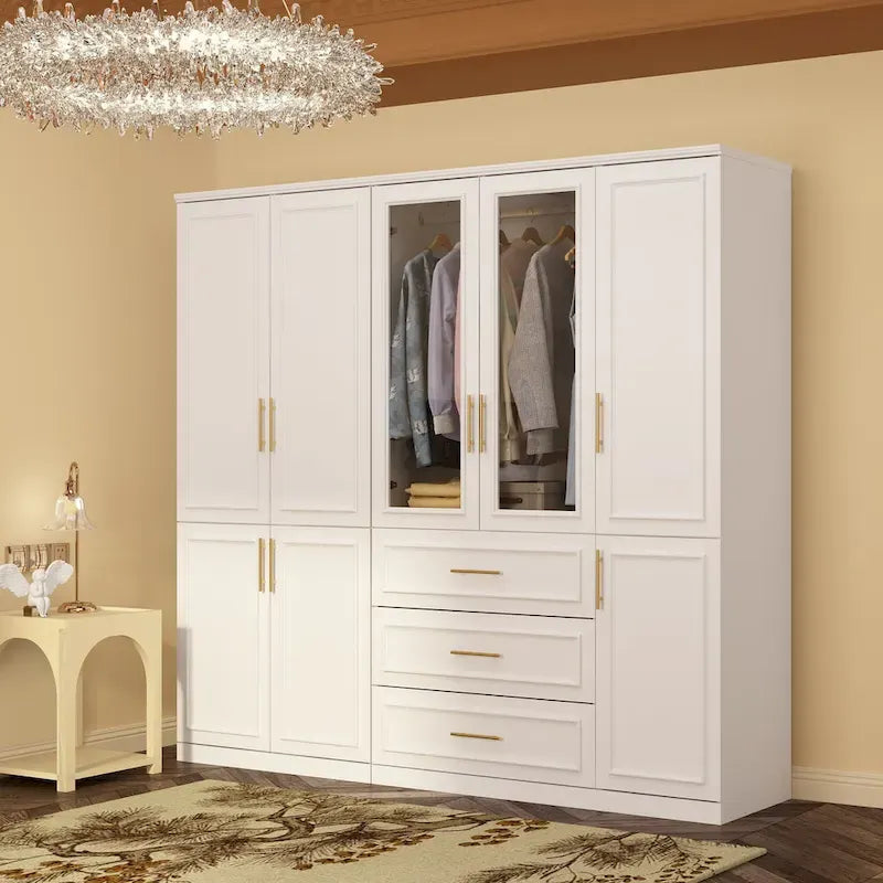 Armoire et penderie modulaires de 74,8 po (H), organisateur de placard de rangement, blanc