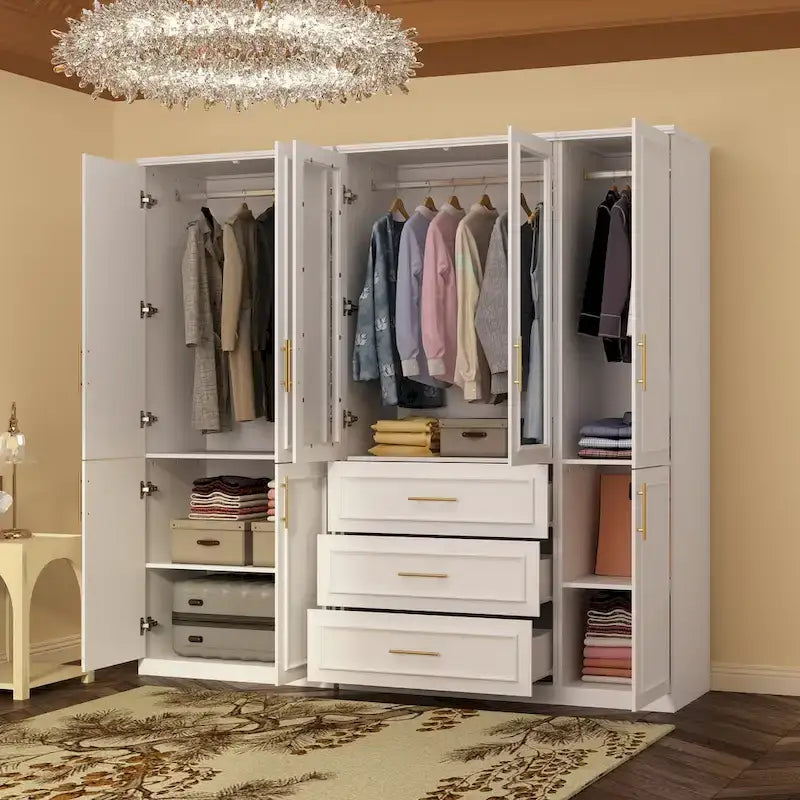 Armoire et penderie modulaires de 74,8 po (H), organisateur de placard de rangement, blanc