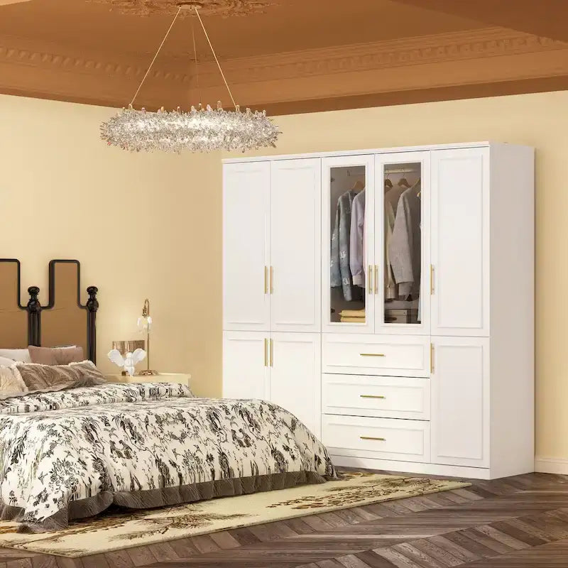 Armoire et penderie modulaires de 74,8 po (H), organisateur de placard de rangement, blanc