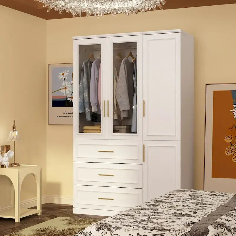 Armoire et penderie modulaires de 74,8 po (H), organisateur de placard de rangement, blanc