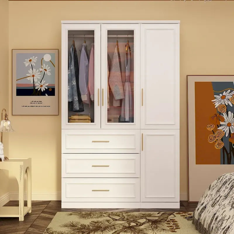 Armoire et penderie modulaires de 74,8 po (H), organisateur de placard de rangement, blanc
