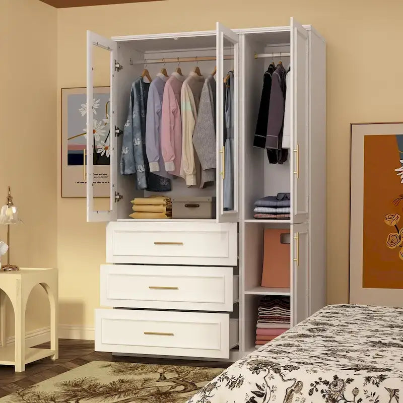 Armoire et penderie modulaires de 74,8 po (H), organisateur de placard de rangement, blanc
