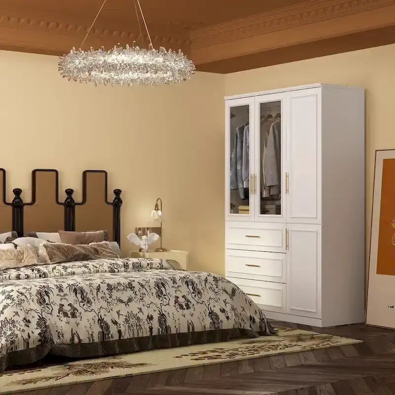 Armoire et penderie modulaires de 74,8 po (H), organisateur de placard de rangement, blanc