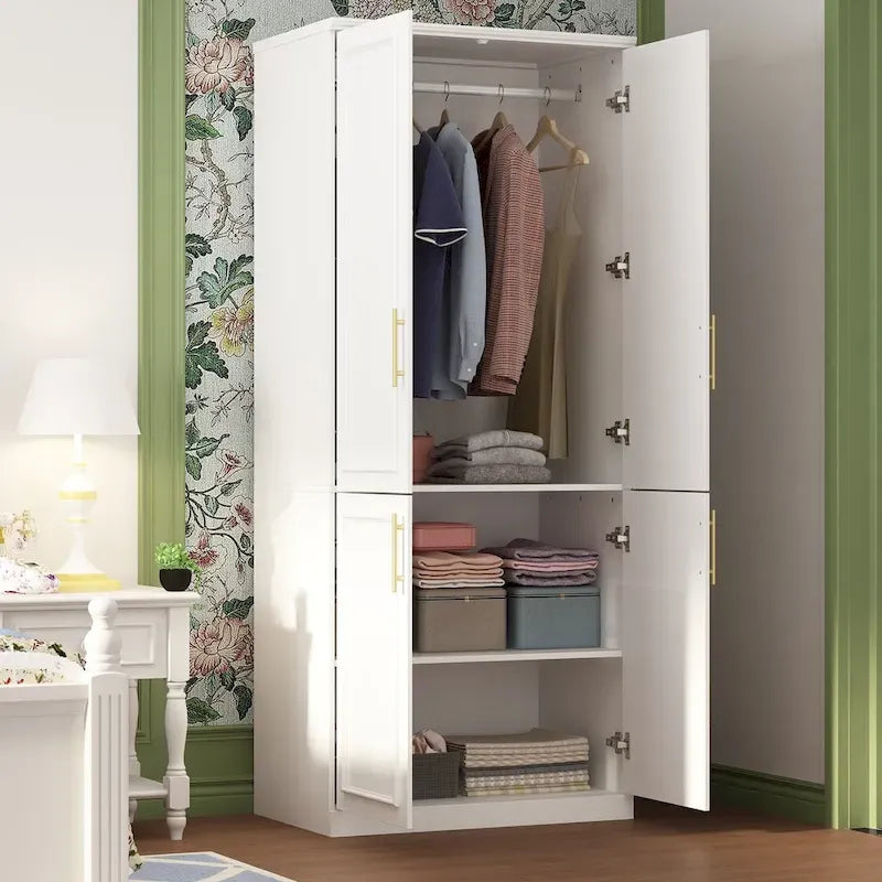 Armoire et penderie modulaires de 74,8 po (H), organisateur de placard de rangement, blanc